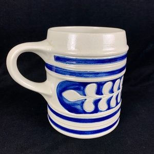 Williamsburg Pottery Quart Stoneware Pilsner Mug Colbalt Blue Gray Excellent
